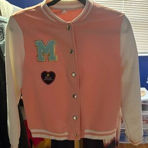 Kids Pink Varsity Jacket